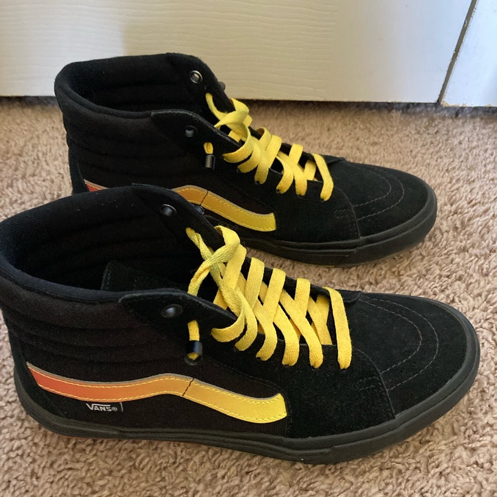 Vans Black and Yellow High-Top Sneakers - Picture 3 of 16